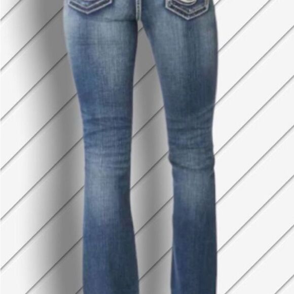 Silver Vintage Y2K Suki Surplus Bootcut Button Fold Pocket Jeans w30/L32 - Picture 4 of 16